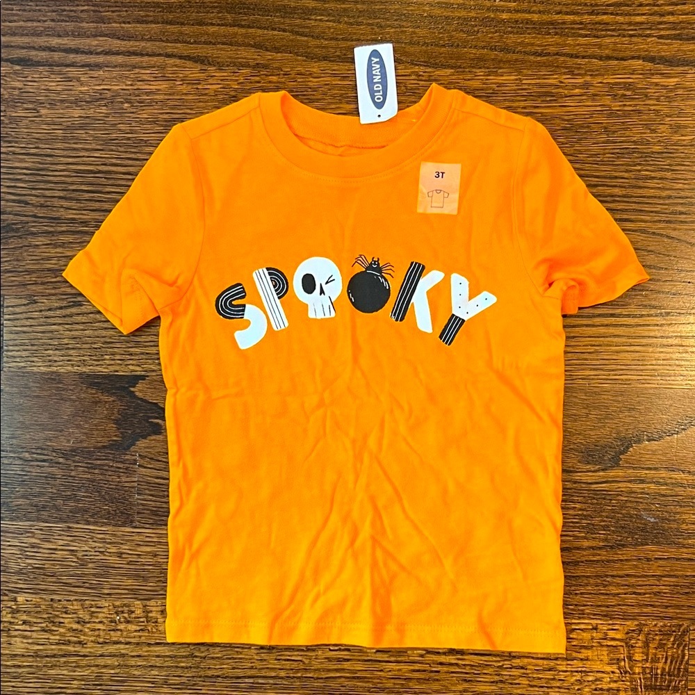 Old Navy Halloween Kids Bright Orange Spooky Tee